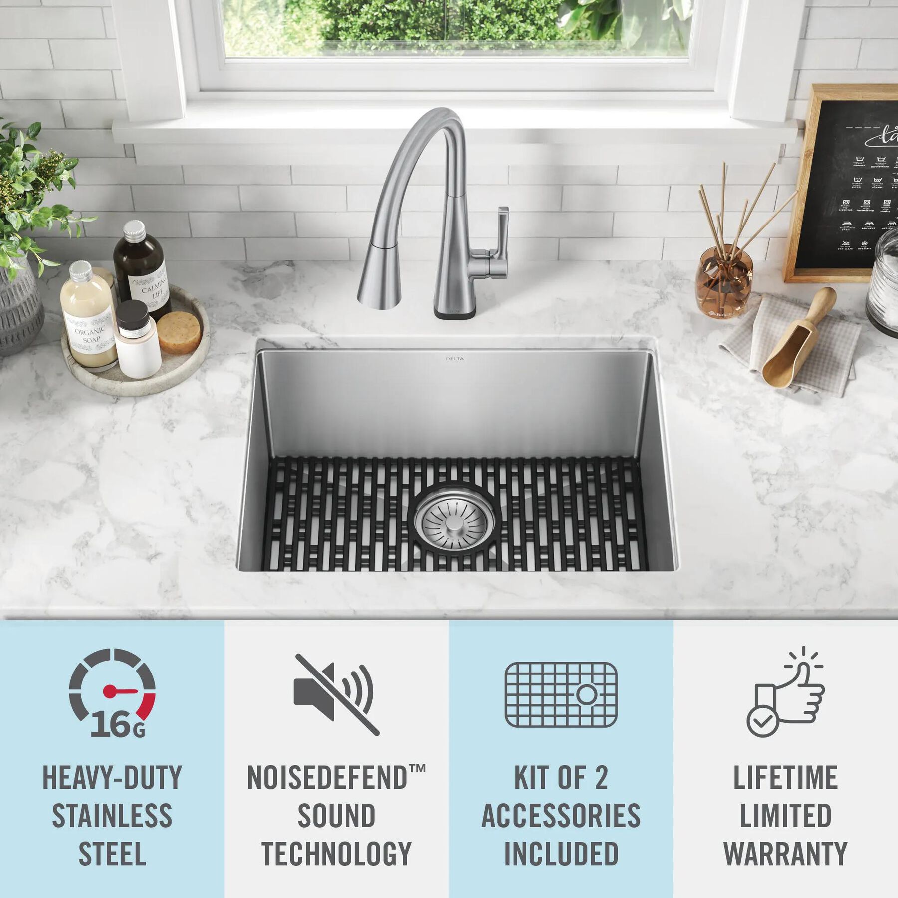 24&rdquo; Undermount Stainless Steel Single Bowl Laundry Utility Kitchen Sink with Accessories